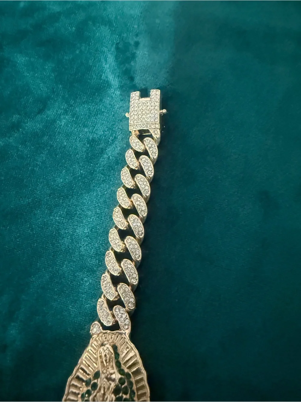 Gold-Tone Red & Green Crystal Chain Bracelet